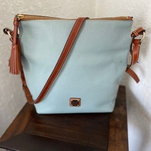 Dooney & Bourke Pebbled Leather Blue Crossbody Tote Handbag